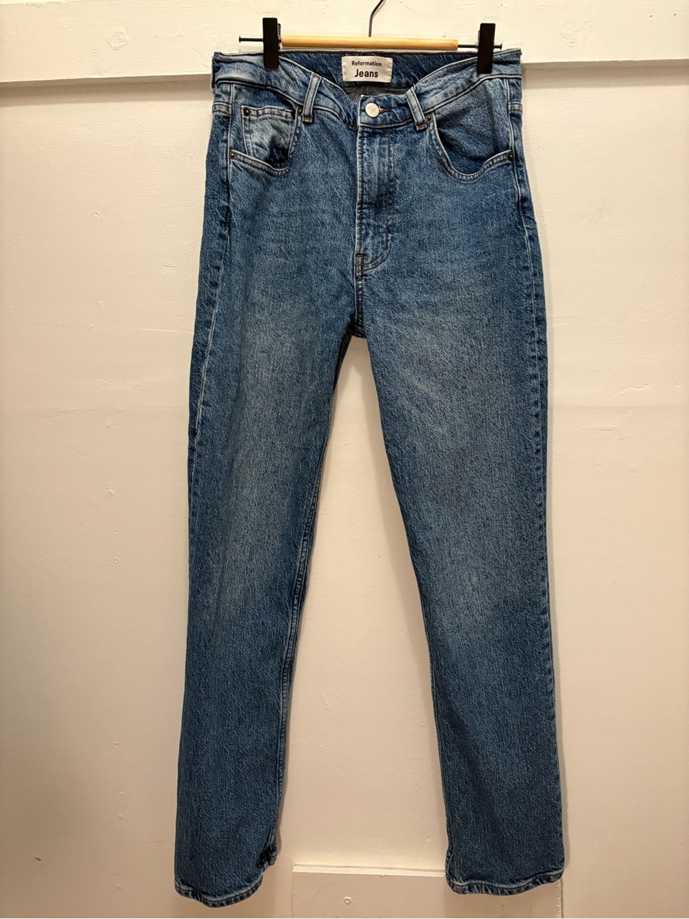 Reformation Women's Straight-Leg Jeans in Medium Blue